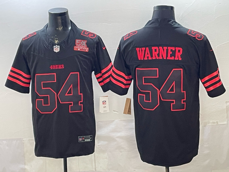 Men 2026 San Francisco 49ers #54 Warner black Super Bowl Nike Limited NFL Jersey 001